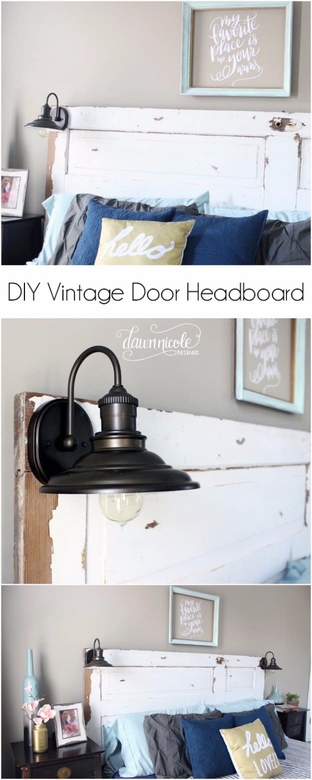 Brilliant DIY Decor Ideas for The Bedroom - DIY Vintage Door Headboard - Rustic and Vintage Decorating Projects for Bedroom Furniture, Bedding, Wall Art, Headboards, Rugs, Tables and Accessories. Tutorials and Step By Step Instructions 