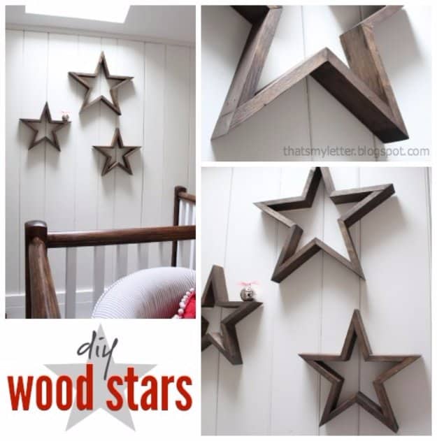 Brilliant DIY Decor Ideas for The Bedroom - DIY Wood Stars - Rustic and Vintage Decorating Projects for Bedroom Furniture, Bedding, Wall Art, Headboards, Rugs, Tables and Accessories. Tutorials and Step By Step Instructions 