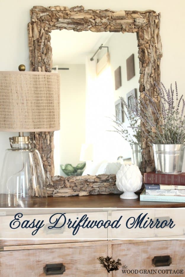 Brilliant DIY Decor Ideas for The Bedroom - Easy Driftwood Mirror - Rustic and Vintage Decorating Projects for Bedroom Furniture, Bedding, Wall Art, Headboards, Rugs, Tables and Accessories. Tutorials and Step By Step Instructions 