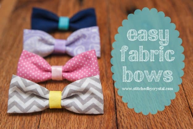 Simple Sewing Crafts You Can Make With Fabric Scraps - Easy Fabric Bows - Creative DIY Sewing Projects and Things to Do With Leftover Fabric Scrap Crafts #sewing #fabric #crafts