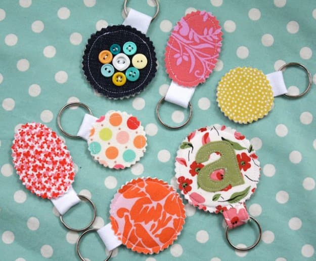 Easy Fabric Scrap Crafts - Fabric Scrap Key Rings - Creative DIY Sewing Projects and Things to Do With Leftover Fabric Scrap Crafts #sewing #fabric #crafts