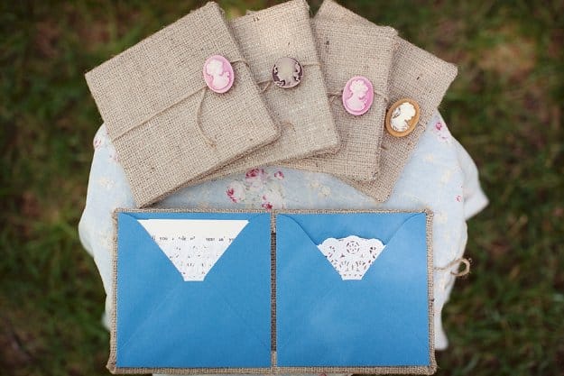 DIY Wedding Invitiations - Handmade Wedding Invitations with Burlap - Templates, Free Printables and Wording | Tutorials for Unique, Rustic, Elegant and Vintage Homemade Invites #weddinginvitations #diyweddings