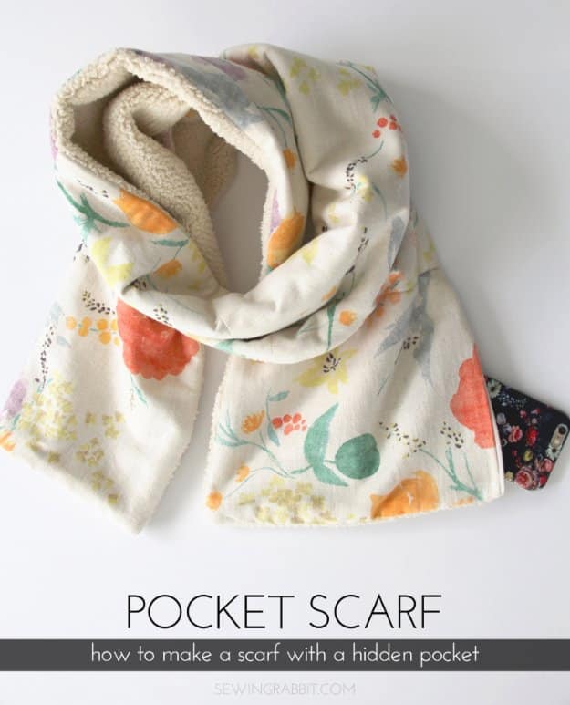 DIY Sewing Gift Ideas for Adults and Kids, Teens, Women, Men and Baby - Hidden Pocket Scarf - Cute and Easy DIY Sewing Projects Make Awesome Presents for Mom, Dad, Husband, Boyfriend, Children #sewing #diygifts #sewingprojects