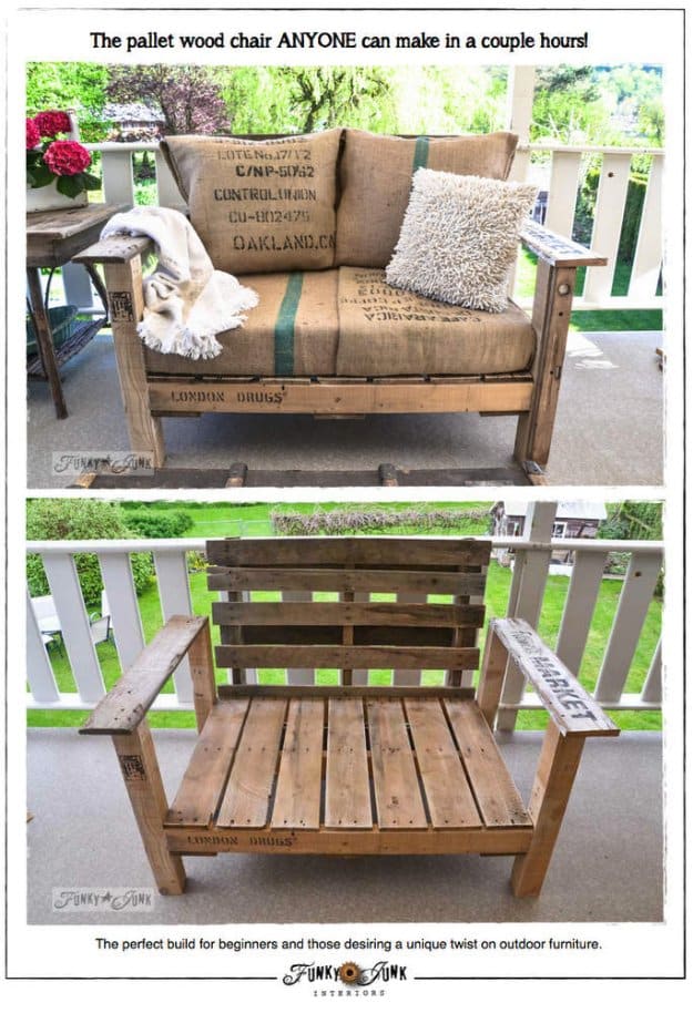 DIY Pallet Furniture Ideas - How to Build a Pallet Wood Chair - Best Do It Yourself Projects Made With Wooden Pallets - Indoor and Outdoor, Bedroom, Living Room, Patio. Coffee Table, Couch, Dining Tables, Shelves, Racks and Benches 