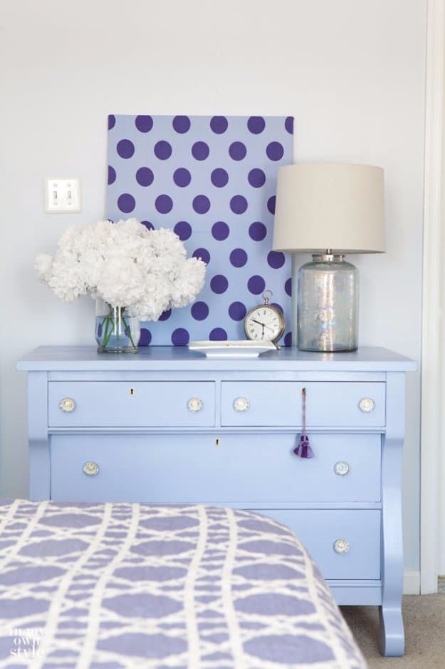 Chalk Paint Furniture Ideas With Step By Step Tutorials - Modern Periwinkle Blue Dresser - How To Make Distressed Furniture for Creative Home Decor Projects on A Budget - Perfect for Vintage Kitchen, Dining Room, Bedroom, Bath #diyideas #diyfurniture