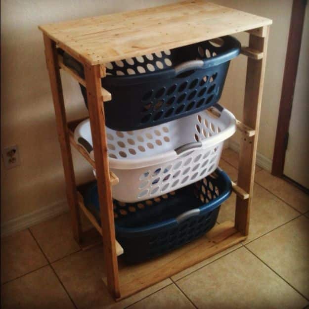 DIY Pallet Furniture Ideas - Pallet Laundry Basket Dresser - Best Do It Yourself Projects Made With Wooden Pallets - Indoor and Outdoor, Bedroom, Living Room, Patio. Coffee Table, Couch, Dining Tables, Shelves, Racks and Benches 