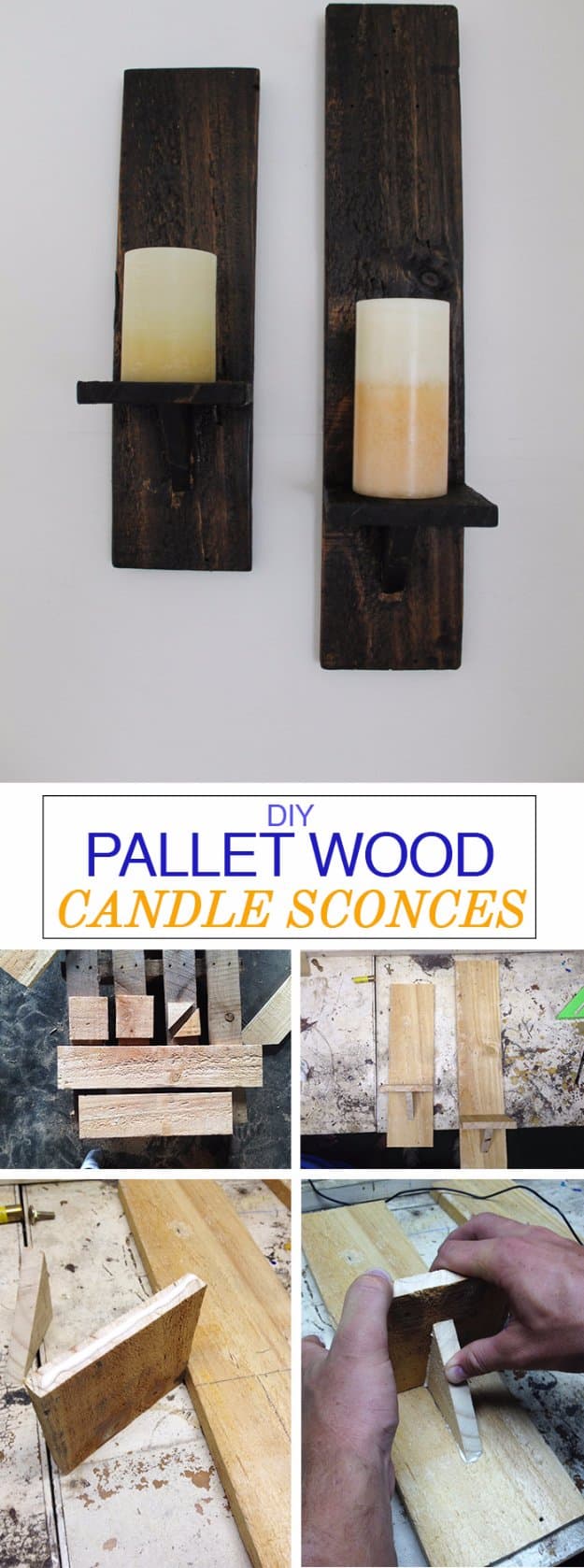 DIY Pallet Furniture Ideas - Pallet Wood Candle Sconces - Best Do It Yourself Projects Made With Wooden Pallets - Indoor and Outdoor, Bedroom, Living Room, Patio. Coffee Table, Couch, Dining Tables, Shelves, Racks and Benches 