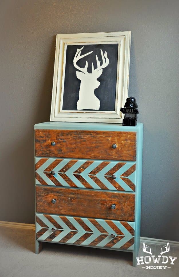 Brilliant DIY Decor Ideas for The Bedroom - Rustic Herringbone Dresser - Rustic and Vintage Decorating Projects for Bedroom Furniture, Bedding, Wall Art, Headboards, Rugs, Tables and Accessories. Tutorials and Step By Step Instructions 