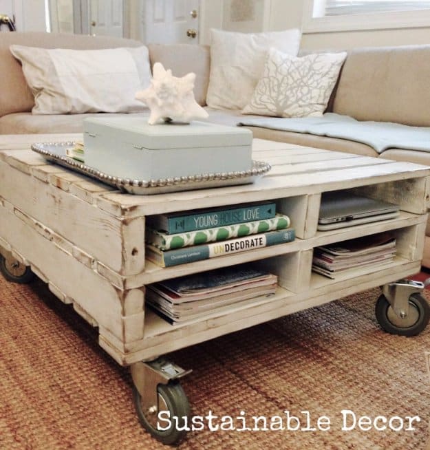 DIY Pallet Furniture Ideas - Upcycled Pallet Coffee Table - Best Do It Yourself Projects Made With Wooden Pallets - Indoor and Outdoor, Bedroom, Living Room, Patio. Coffee Table, Couch, Dining Tables, Shelves, Racks and Benches 