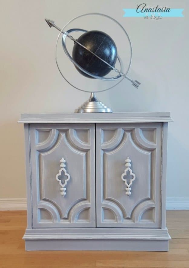 DIY Chalk Painted Furniture Projects With Step By Step Tutorials - Weathered Grey Cabinet - How To Make Distressed Furniture for Creative Home Decor Projects on A Budget - Perfect for Vintage Kitchen, Dining Room, Bedroom, Bathroom