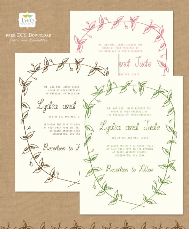 DIY Wedding Invitiations - Woodland Wedding Invitations - Templates, Free Printables and Wording | Tutorials for Unique, Rustic, Elegant and Vintage Homemade Invites #weddinginvitations #diyweddings