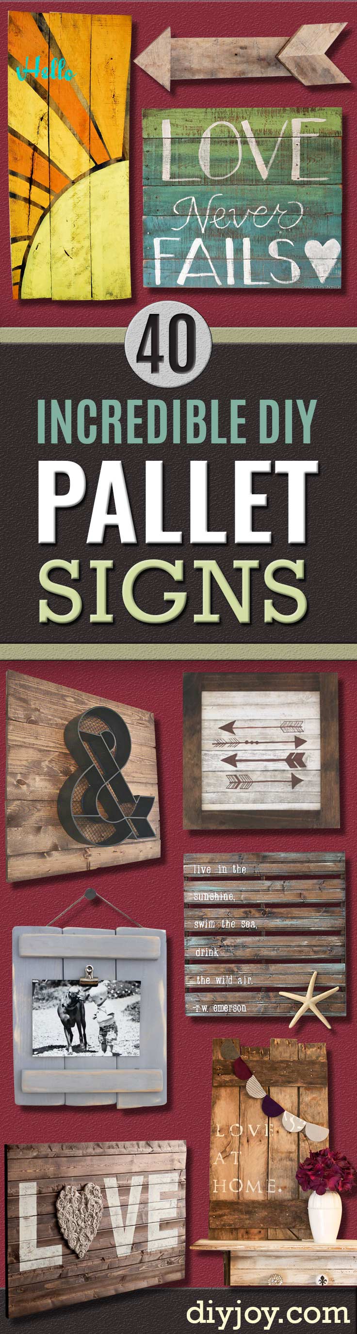 DIY Pallet sign Ideas - Cool Homemade Wall Art Ideas and Pallet Signs for Bedroom, Living Room, Patio and Porch. Creative Rustic Decor Ideas on A Budget