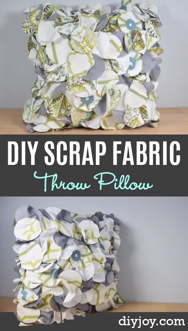 DIY Sewing Ideas With Fabric Scraps - Scrap Fabric Throw Pillow - Creative DIY Sewing Projects and Things to Do With Leftover Fabric Scrap Crafts #sewing #fabric #crafts