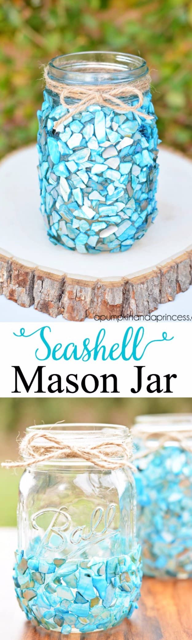 Mason Jar Ideas for Summer - Broken Seashell Mason Jar - Mason Jar Crafts, Decor and Gifts, Centerpieces and DIY Projects With Jars That Are Perfect For Summertime - Fun and Easy Lights, Cool Vases, Creative 4th of July Ideas