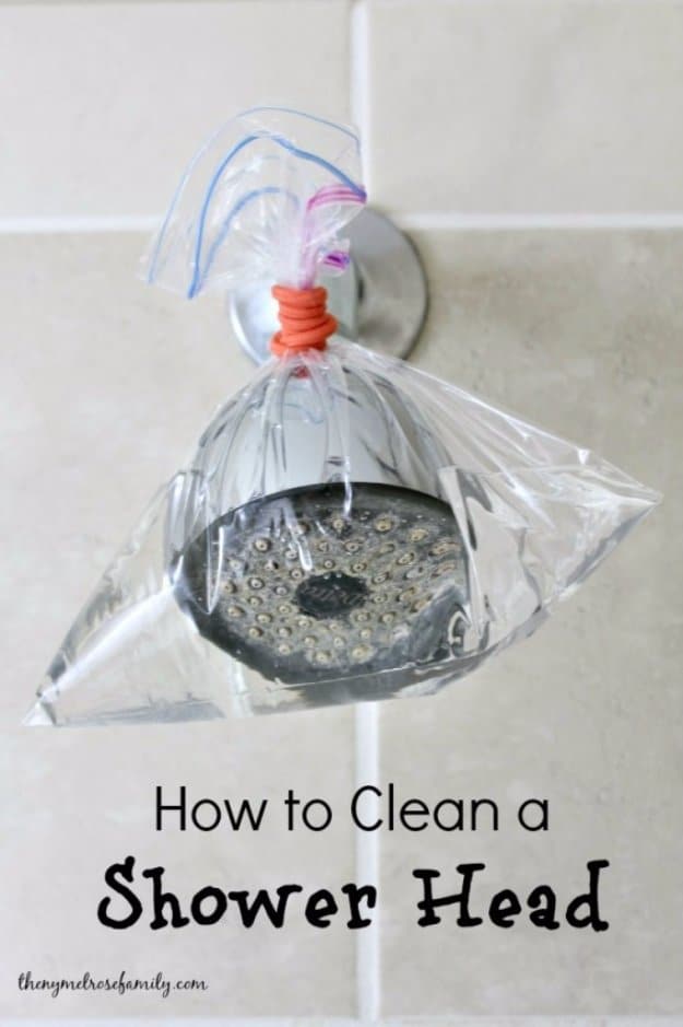 Cleaning Tips and Hacks To Keep Your Home Sparkling. Cleaning Shower Heads - Clever Ways to Make DYI Cleaning Easy. Bedroom, Bathroom, Kitchen, Garage, Floors, Countertops, Tub and Shower, Til, Laundry and Clothes 