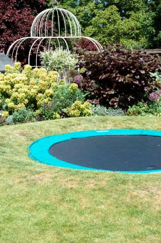 DIY Ideas to Get Your Backyard Ready for Summer - Create a Sunken Trampoline - Cool Ideas for the Yard This Summer. Furniture, Games and Fun Outdoor Decor both Adults and Kids Will Enjoy