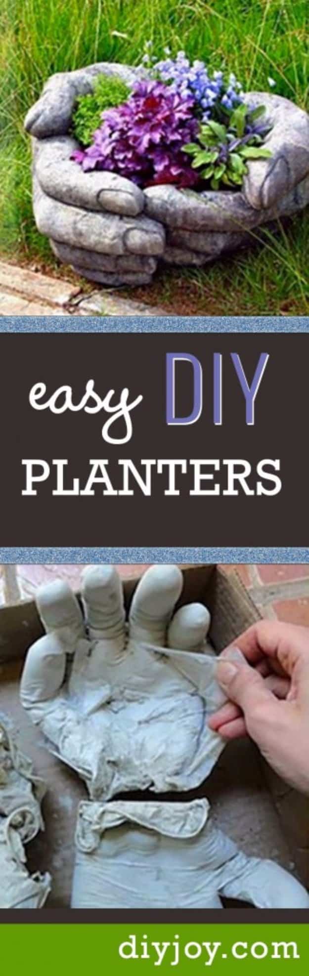 DIY Ideas for Your Garden - DIY Concrete Hand Planters - Cool Projects for Spring and Summer Gardening - Planters, Rocks, Markers and Handmade Decor for Outdoor Gardens