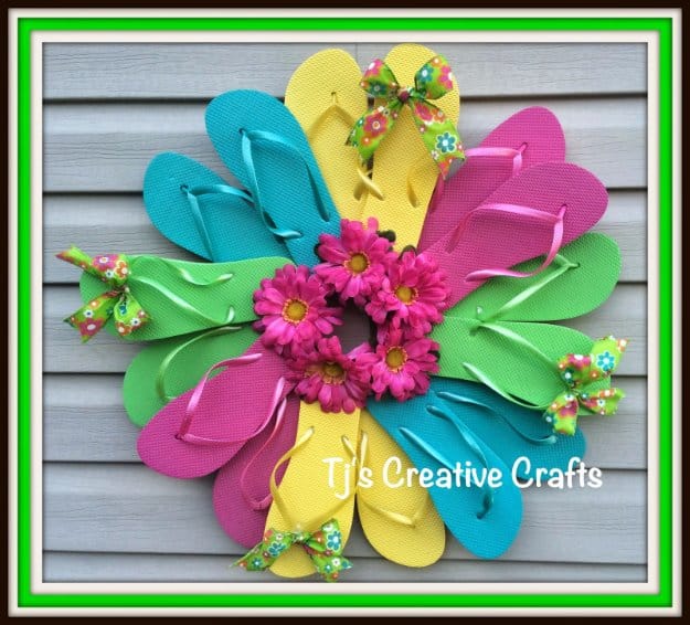 DIY Home Decor Projects for Summer - DIY Flip Flop Wreath - Creative Summery Ideas for Table, Kitchen, Wall Art and Indoor Decor for Summer