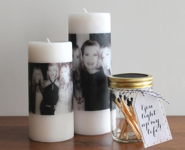 Creative DIY Mothers Day Gifts Ideas - DIY Mother’s Day Photo Candle - Thoughtful Homemade Gifts for Mom. Handmade Ideas from Daughter, Son, Kids, Teens or Baby - Unique, Easy, Cheap Do It Yourself Crafts To Make for Mothers Day, complete with tutorials and instructions #mothersday