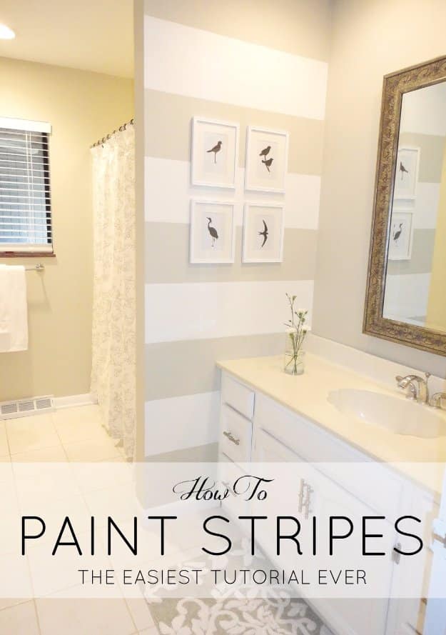 Home Improvement Hacks. - DIY Paint Stripes - Remodeling Ideas and DIY Home Improvement Made Easy With the Clever, Easy Renovation Ideas. Kitchen, Bathroom, Garage. Walls, Floors, Baseboards,Tile, Ceilings, Wood and Trim #diy #homeimprovement