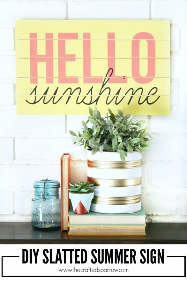 DIY Home Decor Projects for Summer - DIY Slatted Summer Sign - Creative Summery Ideas for Table, Kitchen, Wall Art and Indoor Decor for Summer