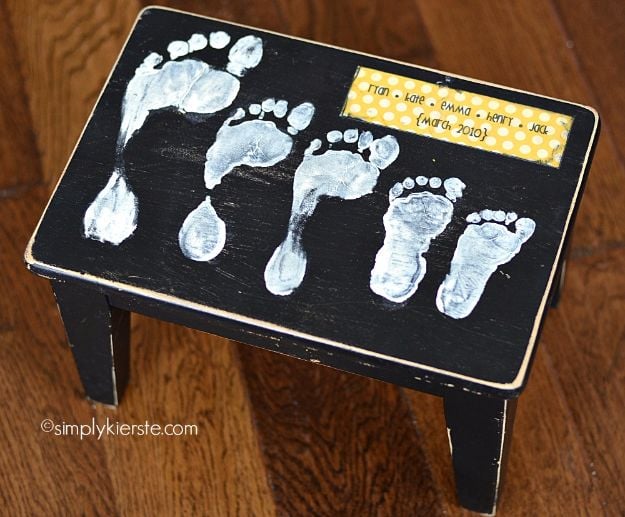 Creative DIY Mothers Day Gifts Ideas - Foot Print Stool - Thoughtful Homemade Gifts for Mom. Handmade Ideas from Daughter, Son, Kids, Teens or Baby - Unique, Easy, Cheap Do It Yourself Crafts To Make for Mothers Day, complete with tutorials and instructions #mothersday