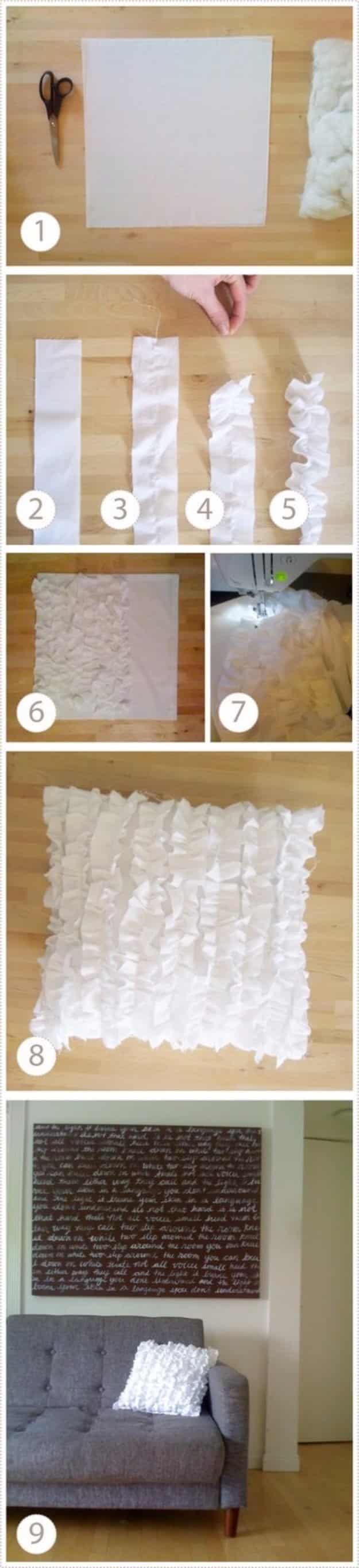 DIY Pillows and Creative Pillow Projects - Lovely Ruffle Pillow DIY - Decorative Cases and Covers, Throw Pillows, Cute and Easy Tutorials for Making Crafty Home Decor - Sewing Tutorials and No Sew Ideas
