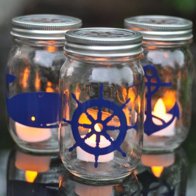 Mason Jar Ideas for Summer - Nautical Mason Jar Lantern Tutorial - Mason Jar Crafts, Decor and Gifts, Centerpieces and DIY Projects With Jars That Are Perfect For Summertime - Fun and Easy Lights, Cool Vases, Creative 4th of July Ideas