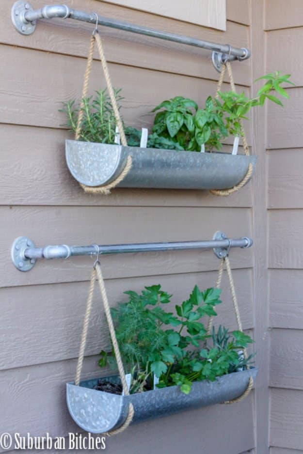 DIY Ideas for Your Garden - Outdoor Herb Garden Using Galvanized Planters - Cool Projects for Spring and Summer Gardening - Planters, Rocks, Markers and Handmade Decor for Outdoor Gardens