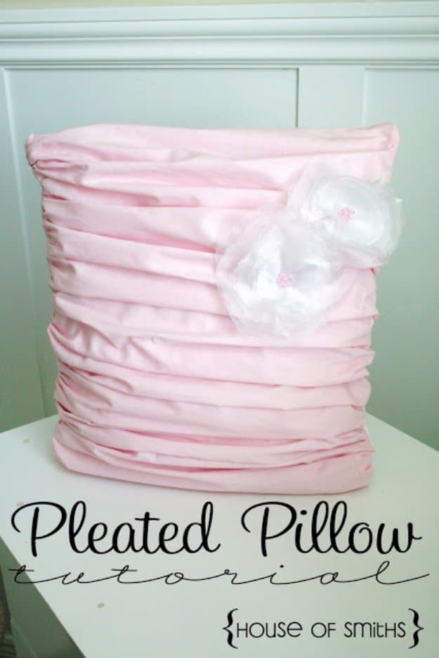 DIY Pillows and Creative Pillow Projects - Pink Pleated Pillow Tutorial - Decorative Cases and Covers, Throw Pillows, Cute and Easy Tutorials for Making Crafty Home Decor - Sewing Tutorials and No Sew Ideas