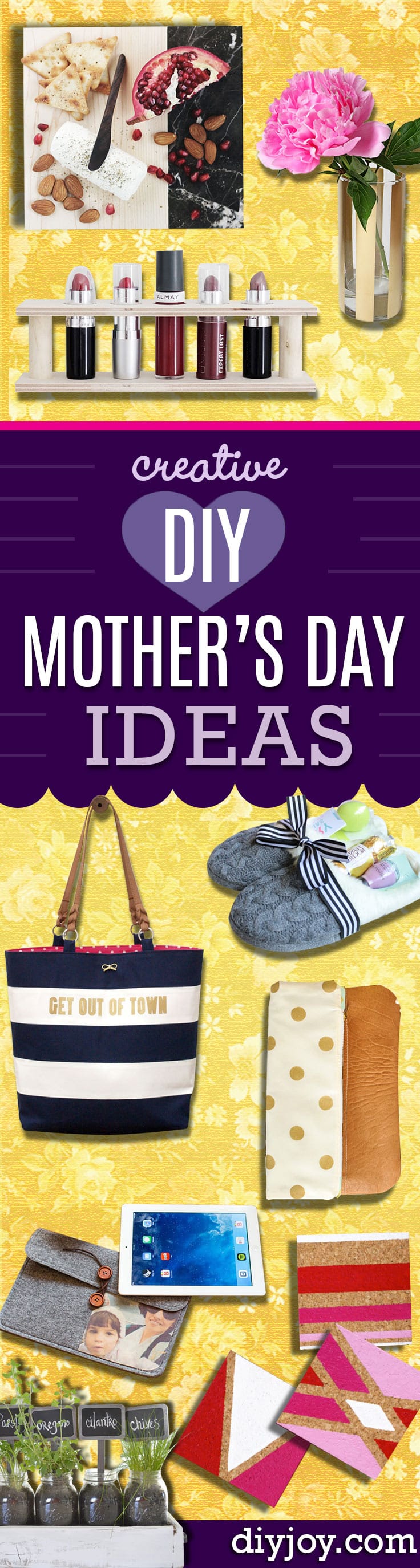 DIY Mothers Day Gifts Ideas - Thoughtful Homemade Gifts for Mom. Handmade Ideas from Daughter, Son, Kids, Teens or Baby - Unique, Easy, Cheap Do It Yourself Crafts To Make for Mothers Day, complete with tutorials and instructions