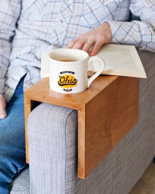 Creative DIY Mothers Day Gifts Ideas - Wooden Sofa Sleeve with Cup Holder - Thoughtful Homemade Gifts for Mom. Handmade Ideas from Daughter, Son, Kids, Teens or Baby - Unique, Easy, Cheap Do It Yourself Crafts To Make for Mothers Day, complete with tutorials and instructions #mothersday