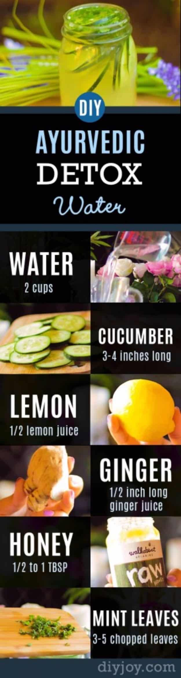 DIY Detox Recipes, Ideas and Tips - Ayurvedic Detox Water For Weight Loss - How to Detox Your Body, Brain and Skin for Health and Weight Loss. Detox Drinks, Waters, Teas, Wraps, Soup, Masks and Skincare Products You Can Make At Home 