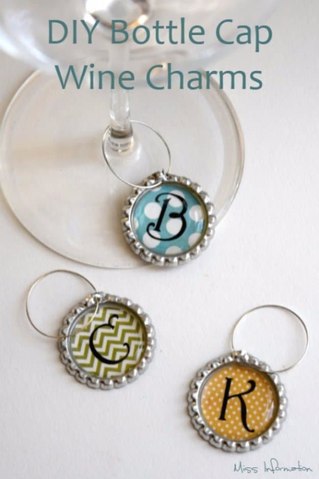 Easy Crafts To Make and Sell - DiY Bottle Cap Wine Charms - Cool Homemade Craft Projects You Can Sell On Etsy, at Craft Fairs, Online and in Stores. Quick and Cheap DIY Ideas that Adults and Even Teens #craftstosell #diyideas #crafts