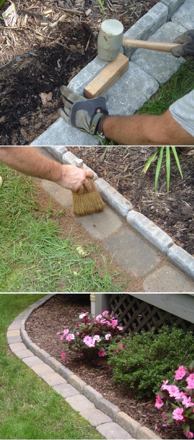Creative Ways to Increase Curb Appeal on A Budget - Brick Edging For Your Flower Beds - Cheap and Easy Ideas for Upgrading Your Front Porch, Landscaping, Driveways, Garage Doors, Brick and Home Exteriors. Add Window Boxes, House Numbers 
