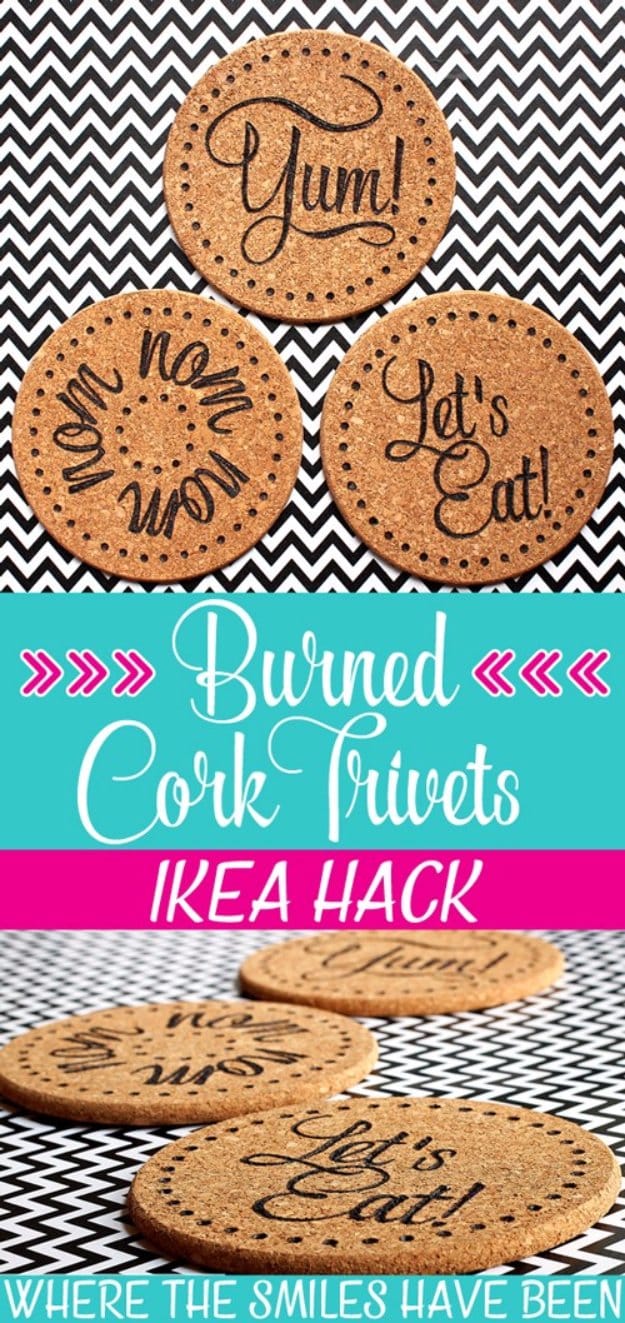Easy Crafts To Make and Sell - Burned Ikea Cork Trivets - Cool Homemade Craft Projects You Can Sell On Etsy, at Craft Fairs, Online and in Stores. Quick and Cheap DIY Ideas that Adults and Even Teens #craftstosell #diyideas #crafts