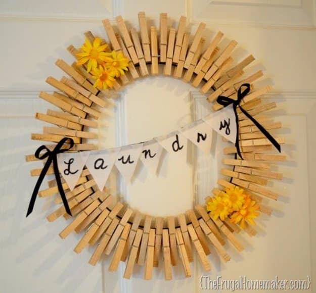 Easy Crafts To Make and Sell - Clothespin Wreath - Cool Homemade Craft Projects You Can Sell On Etsy, at Craft Fairs, Online and in Stores. Quick and Cheap DIY Ideas that Adults and Even Teens #craftstosell #diyideas #crafts