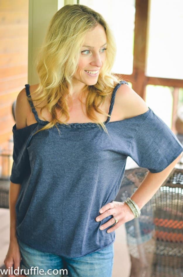 DIY Sewing Projects for Women - Cold Shoulder Top Tutorial - How to Sew Dresses, Blouses, Pants, Tops and Fashion. Step by Step Tutorials and Instructions #sewing #fashion