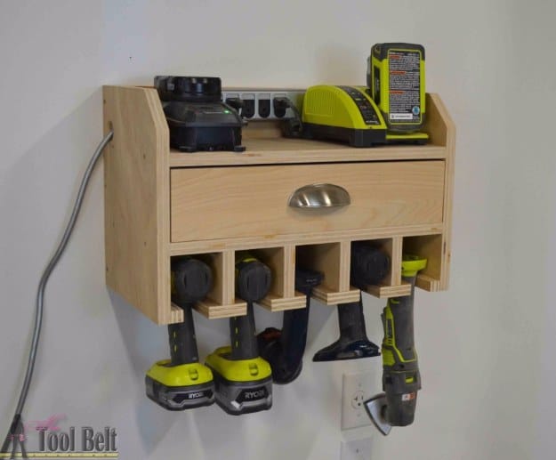 DIY Projects Your Garage Needs -Cordless Drill Storage Charging Station DIY - Do It Yourself Garage Makeover Ideas Include Storage, Organization, Shelves, and Project Plans for Cool New Garage Decor #diy #garage #homeimprovement