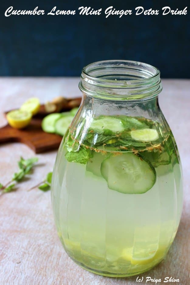 DIY Detox Recipes, Ideas and Tips - Cucumber Lemon Mint Ginger Detox Drink - How to Detox Your Body, Brain and Skin for Health and Weight Loss. Detox Drinks, Waters, Teas, Wraps, Soup, Masks and Skincare Products You Can Make At Home 