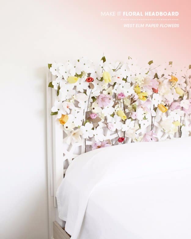 DIY Headboard Ideas - DIY Floral Headboard - Easy and Cheap Do It Yourself Headboards - Upholstered, Wooden, Fabric Tufted, Rustic Pallet, Projects With Lights, Storage and More Step by Step Tutorials #diy #bedroom #furniture