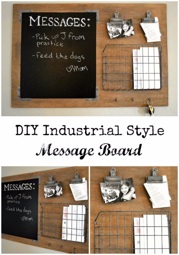 DIY Home Office Decor Ideas - DIY Industrial Style Message Board - Do It Yourself Desks, Tables, Wall Art, Chairs, Rugs, Seating and Desk Accessories for Your Home Office #office #diydecor #diy