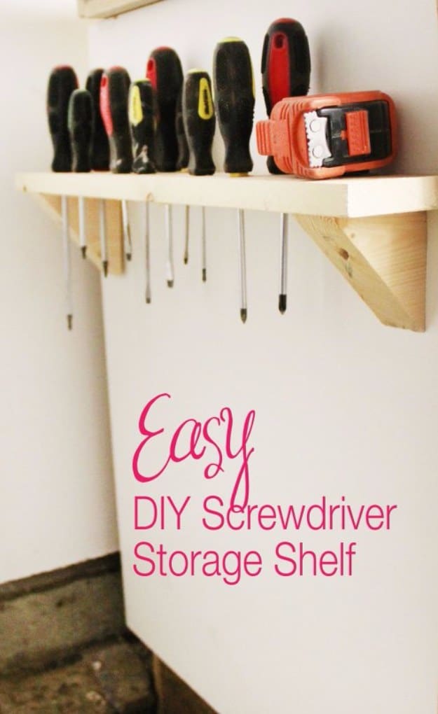 DIY Projects Your Garage Needs -DIY Screwdriver Storage - Do It Yourself Garage Makeover Ideas Include Storage, Organization, Shelves, and Project Plans for Cool New Garage Decor #diy #garage #homeimprovement