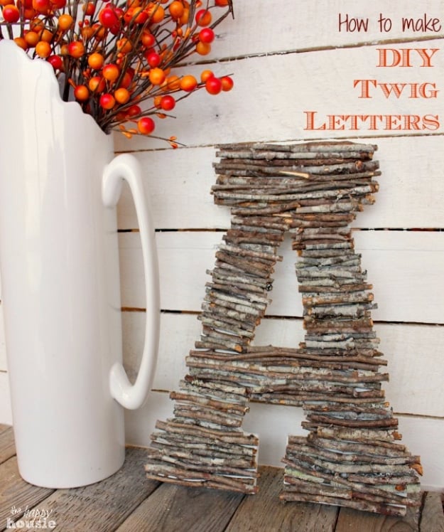 DIY Farmhouse Style Decor Ideas - DIY Twig Letters - Rustic Ideas for Furniture, Paint Colors, Farm House Decoration for Living Room, Kitchen and Bedroom #diy