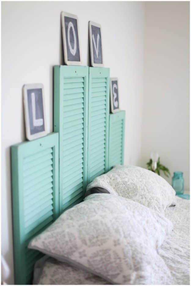 DIY Headboard Ideas - DIY Vintage Shutter Headboard - Easy and Cheap Do It Yourself Headboards - Upholstered, Wooden, Fabric Tufted, Rustic Pallet, Projects With Lights, Storage and More Step by Step Tutorials #diy #bedroom #furniture