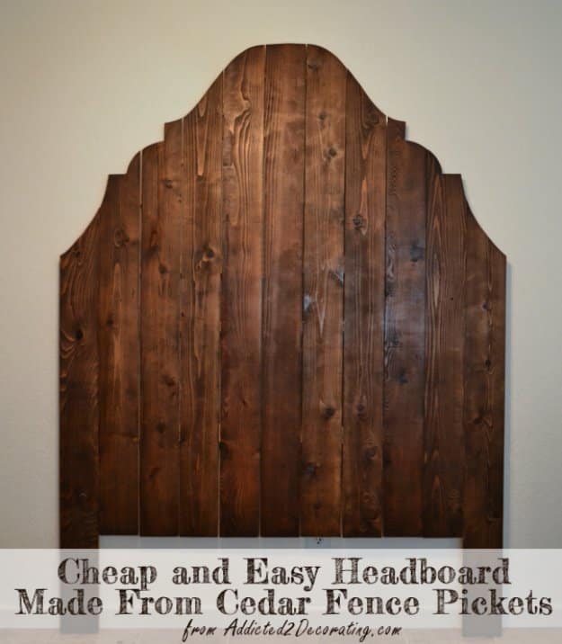 DIY Headboard Ideas - DIY Wood Headboard From Cedar Fence Pickets - Easy and Cheap Do It Yourself Headboards - Upholstered, Wooden, Fabric Tufted, Rustic Pallet, Projects With Lights, Storage and More Step by Step Tutorials #diy #bedroom #furniture