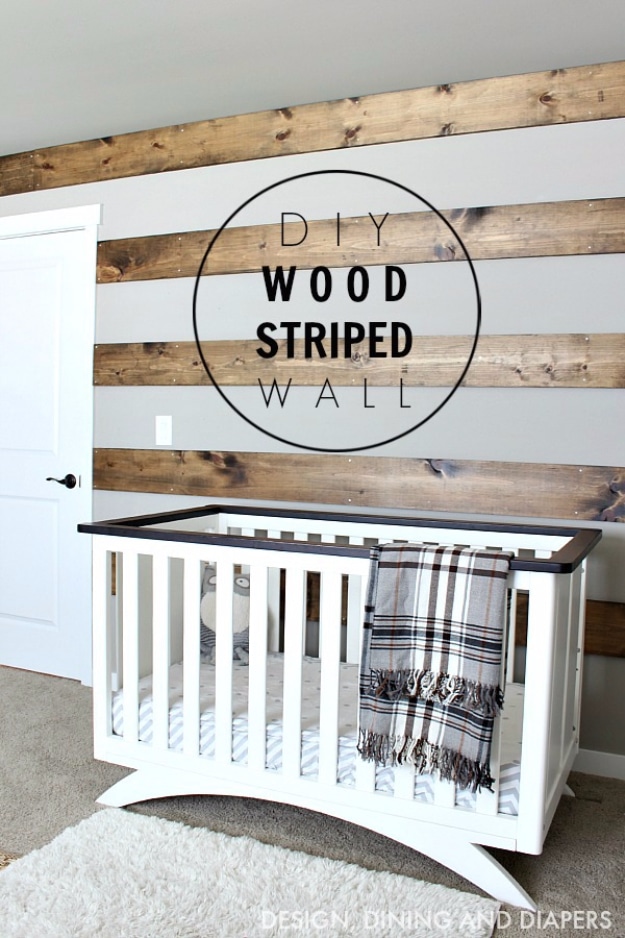 DIY Farmhouse Style Decor Ideas - DIY Wood Striped Wall - Rustic Ideas for Furniture, Paint Colors, Farm House Decoration for Living Room, Kitchen and Bedroom #diy