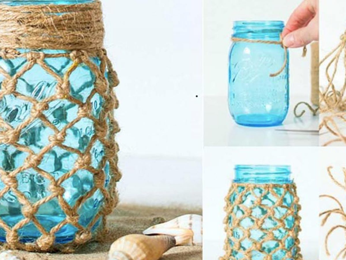 Fishnet Wrapped Mason Jar Craft - It All Started With Paint