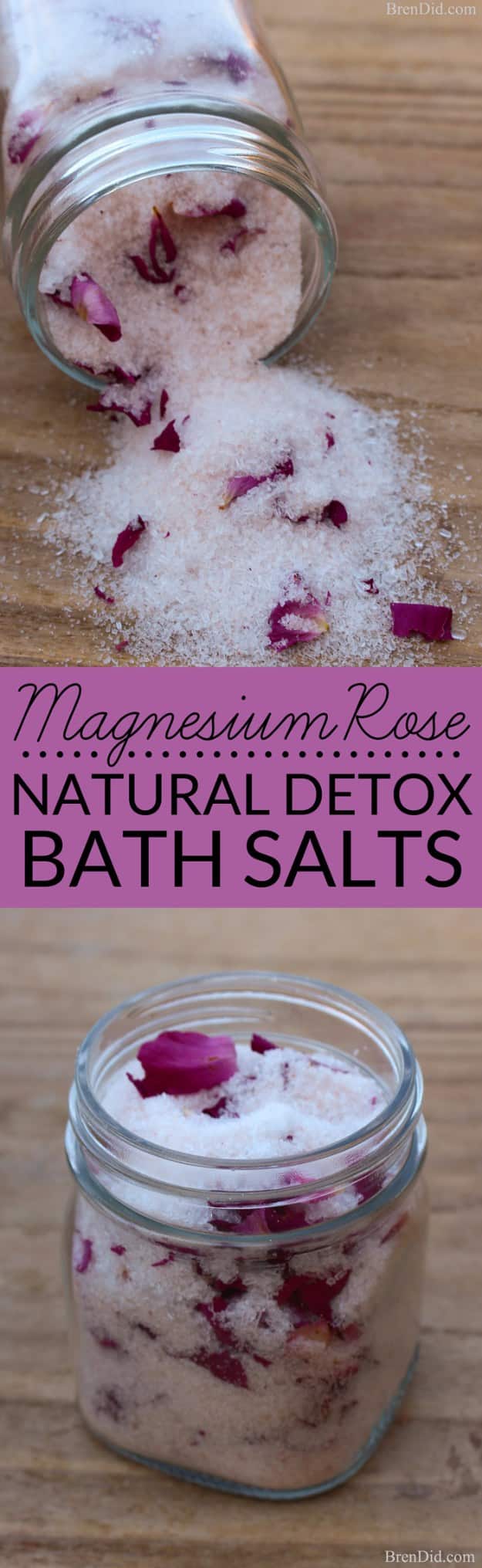 DIY Detox Recipes, Ideas and Tips - Magnesium Rose Natural Detox Bath Salts - How to Detox Your Body, Brain and Skin for Health and Weight Loss. Detox Drinks, Waters, Teas, Wraps, Soup, Masks and Skincare Products You Can Make At Home 