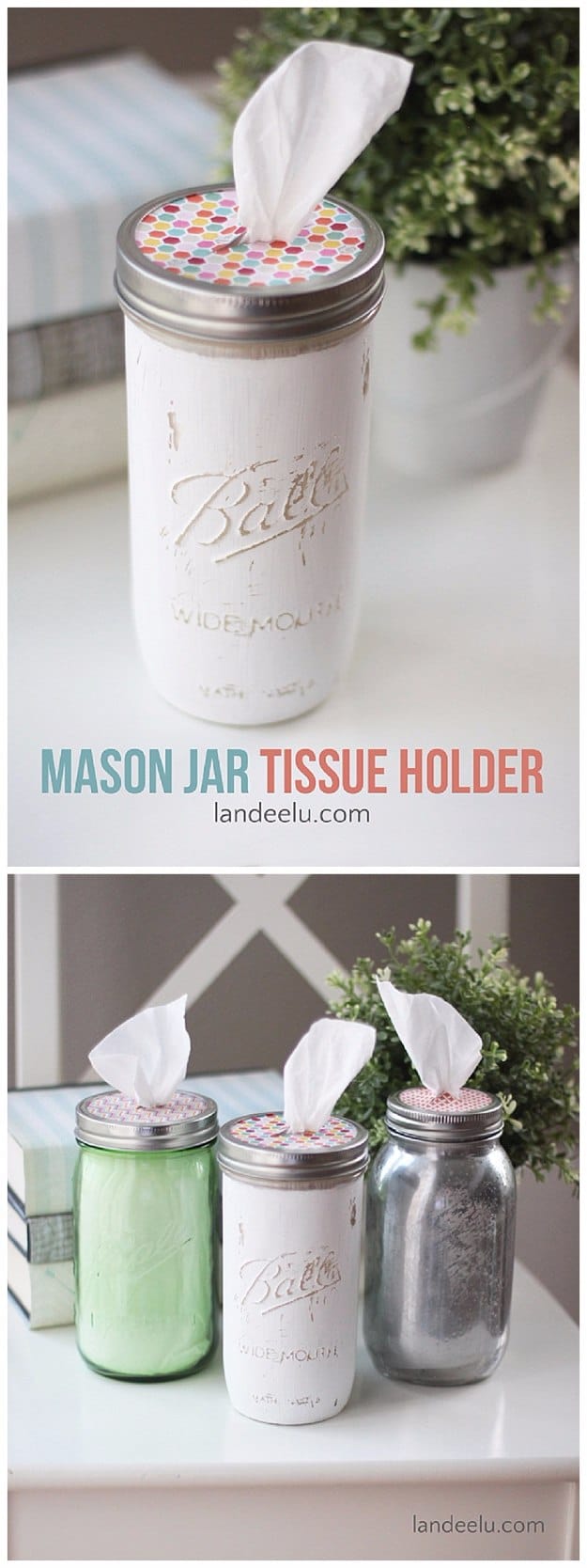 DIY Home Office Decor Ideas - Mason Jar Tissue Holder - Do It Yourself Desks, Tables, Wall Art, Chairs, Rugs, Seating and Desk Accessories for Your Home Office #office #diydecor #diy